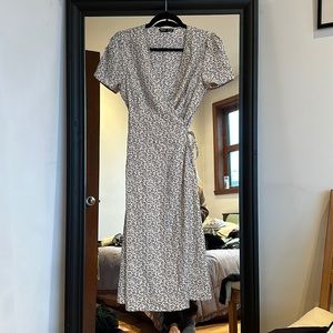 Midi Floral Wrap Dress